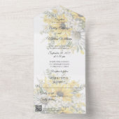 国産ひまわり花とデイジーとQRコード オールインワン招待状 (内側)