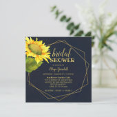 国産ひまわり ネイビーブルー ブライダルシャワー 招待状 (スタンド正面)