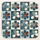 国産パッチワークの花 スクエアペーパーコースター (正面)