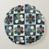 国産パッチワークの花 ラウンドクッション (裏面)