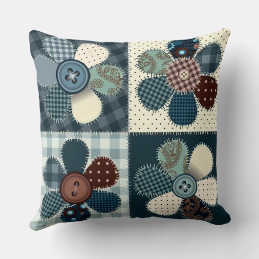 国産パッチワーク花写真枕 クッション (裏面)