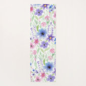 国産ピンク紫の水色の花 ヨガマット (裏面)