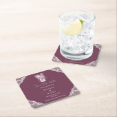 国産レースのメイソンジャー ワインレッド 保存日付のお知らせ スクエアペーパーコースター (インサイチュ)