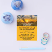 国産夕焼け、農家と肉屋の広告 チラシ (シングル)