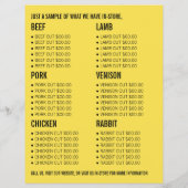 国産夕焼け、農家＆肉屋の広告 チラシ (裏面)