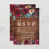 国産 バーガンディ マーサラ レッド ネイビー フラワール フローラル RSVP (正面/裏面)