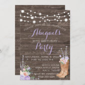 国産 ラベンダー 花 リラックマ 木製 招待状 (正面/裏面)