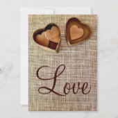 国産 木製 ハート型 麻のウェディング 招待状 (裏面)