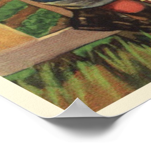 国男と犬のヴィンテージラベルのポスター ポスター (角)