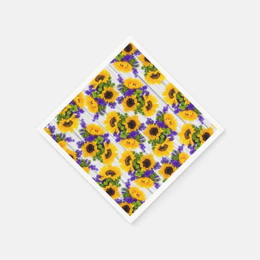 国白素朴木紫黄ひまわり スタンダードカクテルナプキン (角)