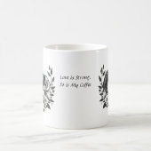 国白黒馬と花 コーヒーマグカップ (中央)