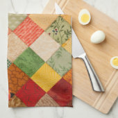 国秋ダイヤモンドのパッチワーク模様 キッチンタオル (四つ折り)