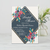 国秋金ゴールド水彩花ブライダルシャワー 招待状 (スタンド正面)