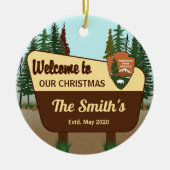 国立パーソナライズされた公園サインクリスマス セラミックオーナメント (正面)