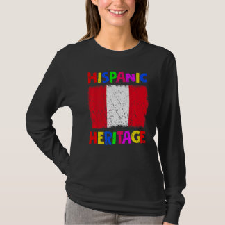 国立ヒスパニック伝統月ラテンアメリカ系女性ペルー国旗 Tシャツ