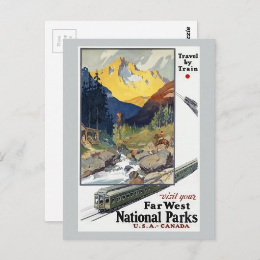 国立公園が電車で移動 ポストカード (正面/裏面)