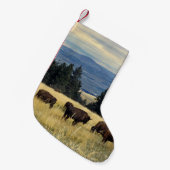 国立公園のバイソンの群れ スモールクリスマスストッキング (正面 (吊り時))