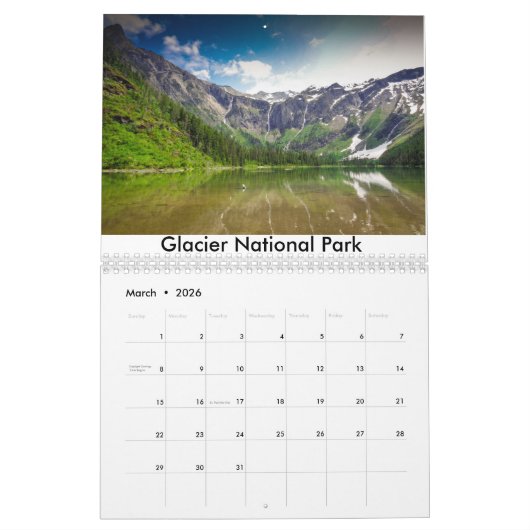 国立公園の景色 カレンダー (3月 2026)