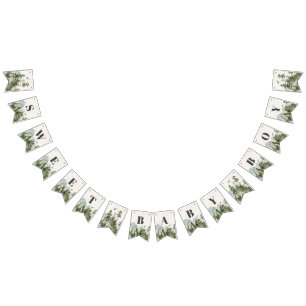 国立公園の森林の森の赤ちゃんシャワーバナー バンティングフラッグ