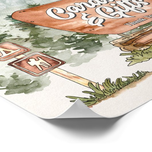 国立公園の誕生日パーティーカードとギフトのサイン ポスター (角)