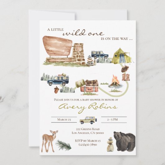 国立公園の赤ちゃんシャワー招待のおいしい 招待状 (正面)