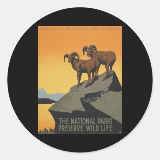 国立公園は野生生物を保護する ラウンドシール (正面)