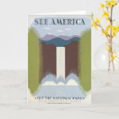 国立公園への旅行を促進するヴィンテージのポスター。 カード (黄色い花)