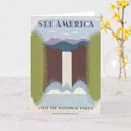 国立公園への旅行を促進するヴィンテージのポスター。 カード (黄色い花)