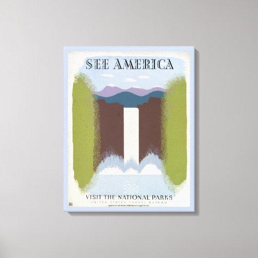 国立公園への旅行を促進するヴィンテージのポスター。 キャンバスプリント (正面)