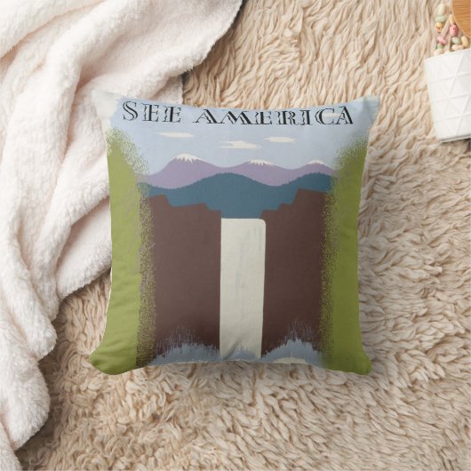 国立公園への旅行を促進するヴィンテージのポスター。 クッション (ブランケット)