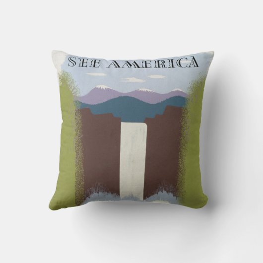 国立公園への旅行を促進するヴィンテージのポスター。 クッション (裏面)