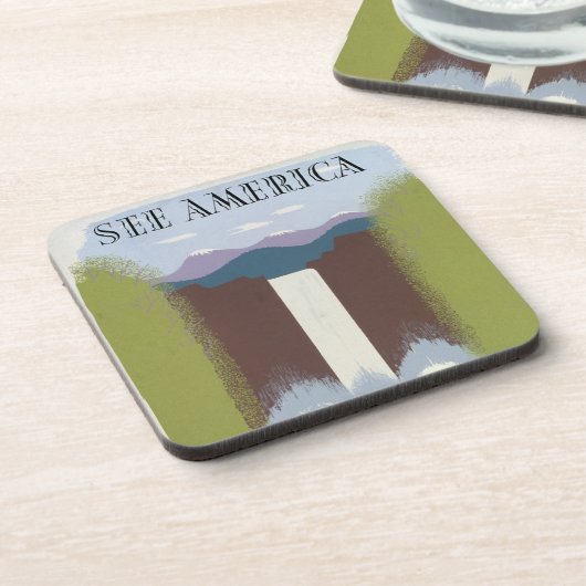 国立公園への旅行を促進するヴィンテージのポスター。 コースター (左側)