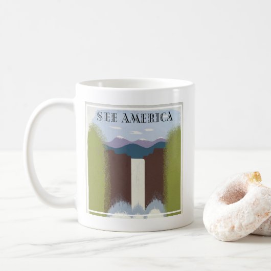 国立公園への旅行を促進するヴィンテージのポスター。 コーヒーマグカップ (ドーナツ)