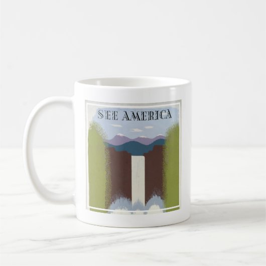 国立公園への旅行を促進するヴィンテージのポスター。 コーヒーマグカップ (左)