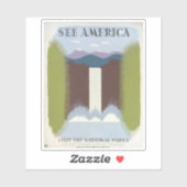 国立公園への旅行を促進するヴィンテージのポスター。 シール (シート)