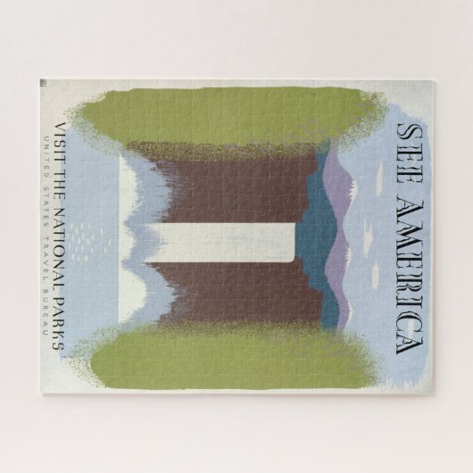 国立公園への旅行を促進するヴィンテージのポスター。 ジグソーパズル (横)