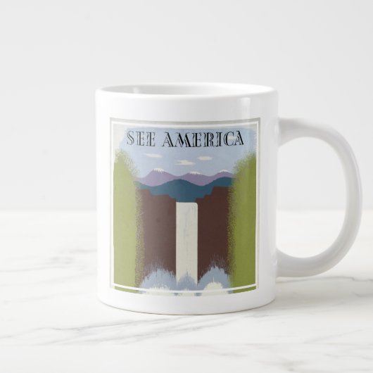 国立公園への旅行を促進するヴィンテージのポスター。 ジャンボコーヒーマグカップ (右)