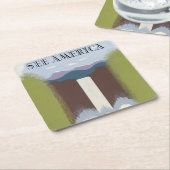 国立公園への旅行を促進するヴィンテージのポスター。 スクエアペーパーコースター (アングル)