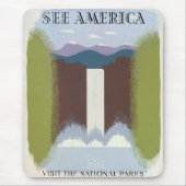 国立公園への旅行を促進するヴィンテージのポスター。 マウスパッド (正面)