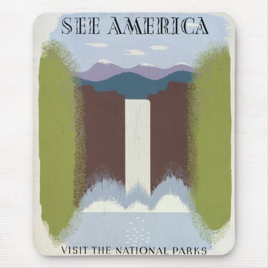 国立公園への旅行を促進するヴィンテージのポスター。 マウスパッド (正面)