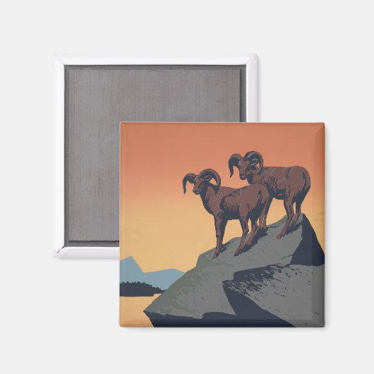 国立公園への旅行を促進するヴィンテージのポスター マグネット (正面/裏面)