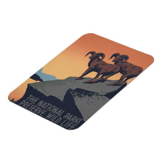 国立公園への旅行を促進するヴィンテージのポスター マグネット (左側)