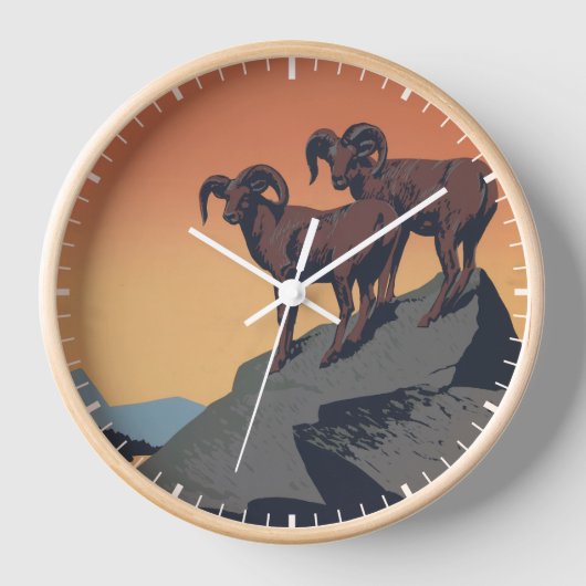 国立公園への旅行を促進するヴィンテージのポスター 壁時計 (正面)