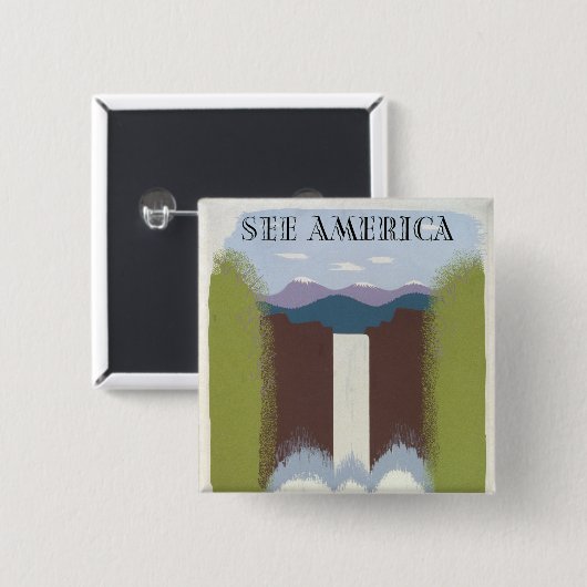 国立公園への旅行を促進するヴィンテージのポスター。 缶バッジ (正面&裏面)