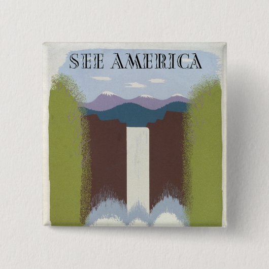 国立公園への旅行を促進するヴィンテージのポスター。 缶バッジ (正面)