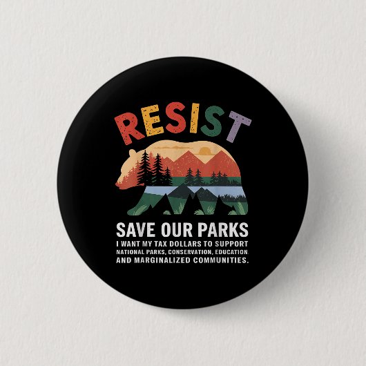 国立公園を守れ 自然保護 Save Our Parks Conservation 缶バッジ (正面)