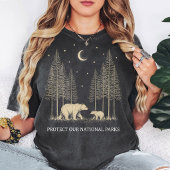 国立公園を守ろう クマと木々 Tシャツ