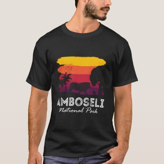 国立公園アフリカAmboseliケニア Tシャツ (正面)