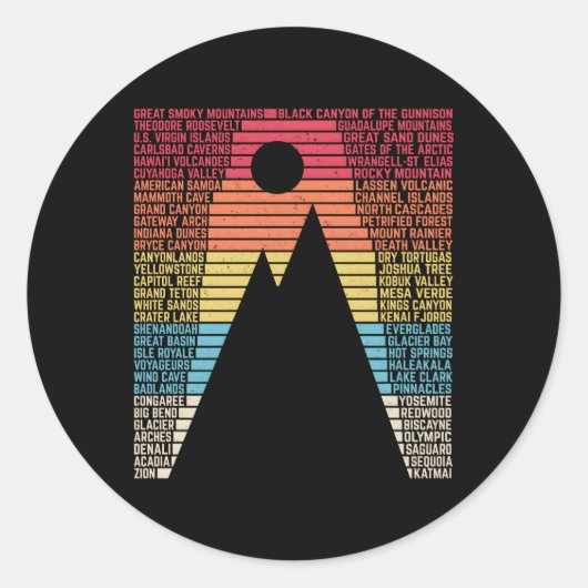 国立公園リスト単語Camgハイキング ラウンドシール (正面)