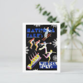 国立公園冬スポーツヴィンテージのポスター1936 ポストカード (スタンド正面)